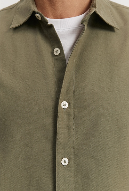 Regular Fit Australian Good Earth Cotton Brushed Twill Shirt