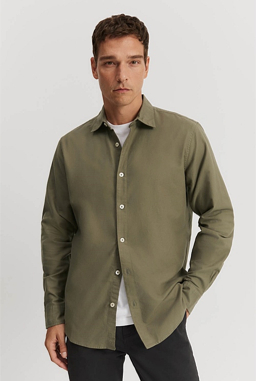 Regular Fit Australian Good Earth Cotton Brushed Twill Shirt