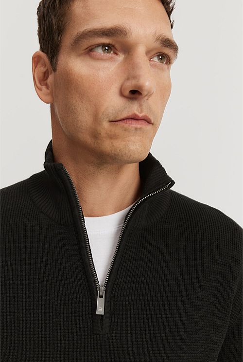 Australian Cotton Textured Half Zip Knit