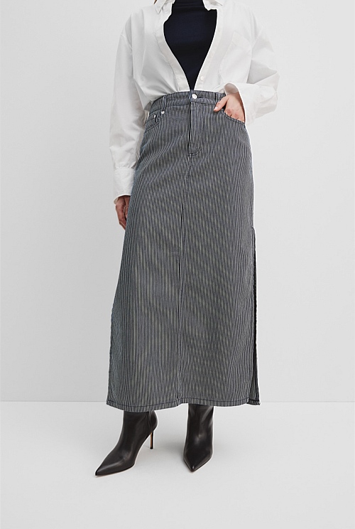 Denim Stripe Skirt