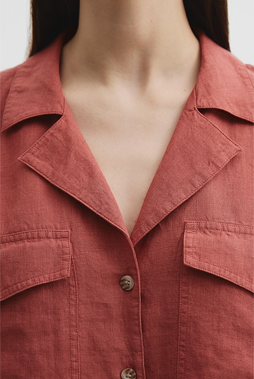 Organically Grown Linen Pocket Detail Shirt