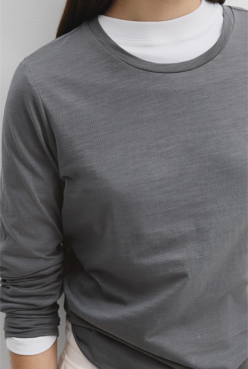 Australian Cotton Long Sleeve Slub T-Shirt