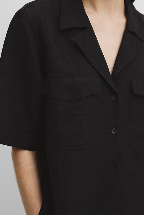 Organically Grown Linen Pocket Detail Shirt