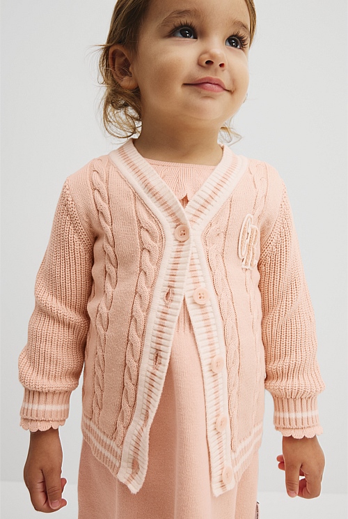 Organically Grown Cotton Varsity Cardigan