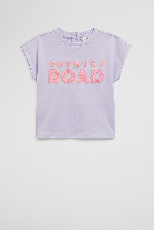 Organically Grown Cotton Sequin Logo T-Shirt