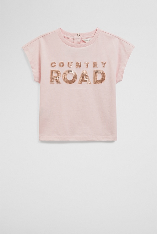 Organically Grown Cotton Sequin Logo T-Shirt