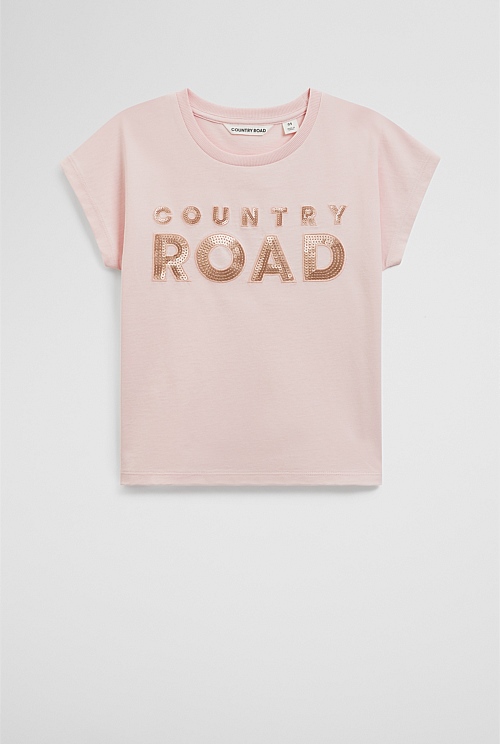 Organically Grown Cotton Sequin Logo T-Shirt