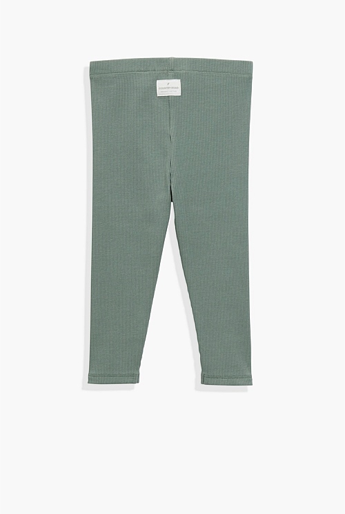 Organically Grown Cotton Blend Solid Rib Legging