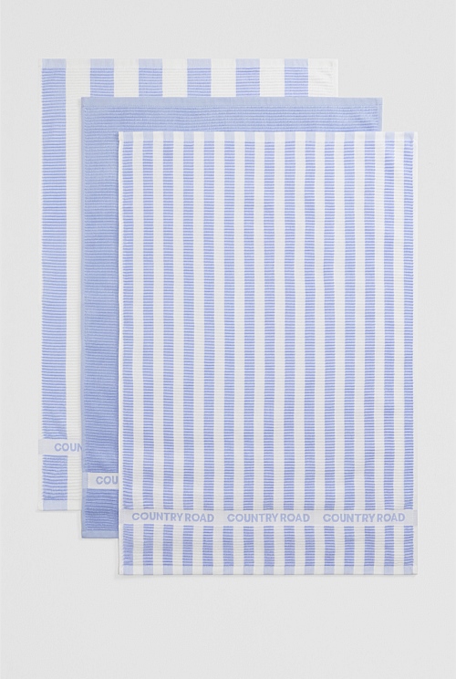 CR Stripe Australian Cotton Tea Towel Pack of 3