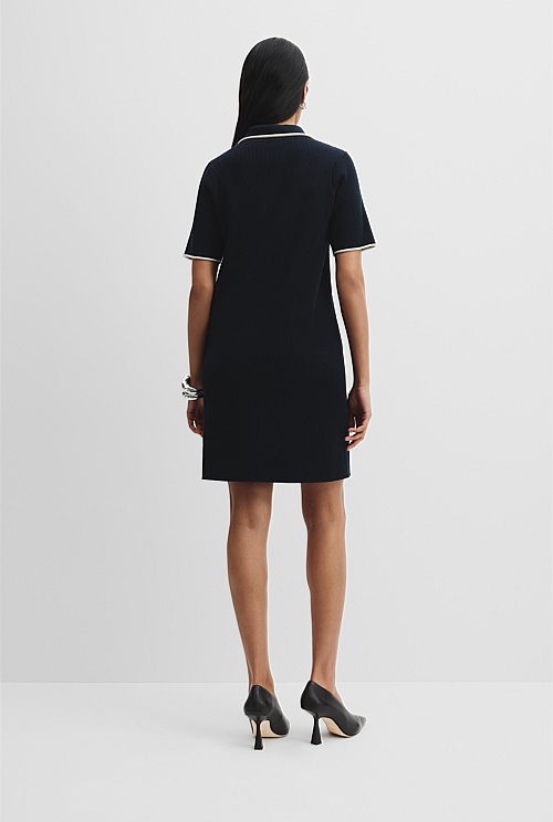 Rib Knit Polo Dress