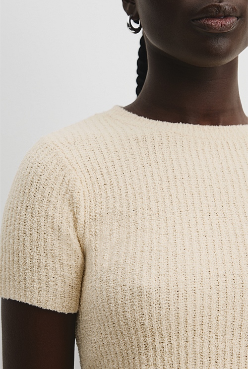 Organically Grown Cotton Boucle Knit T-Shirt