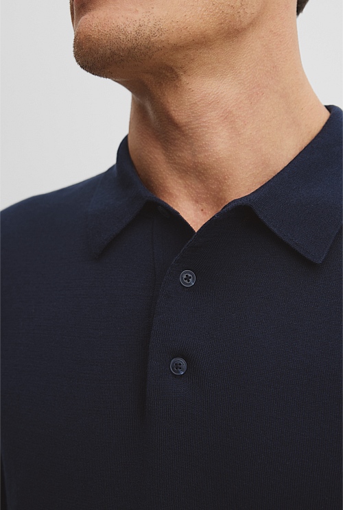 Cotton Silk Button Knit Polo