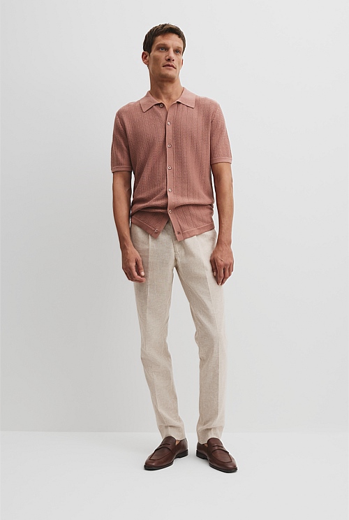 Cotton Silk Textured Knit Shirt