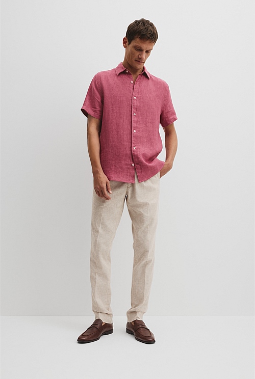 Regular Fit Organically Grown Linen Short Sleeve Shirt