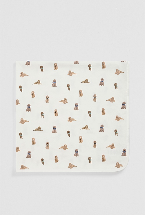 Organically Grown Cotton Puppy Print Blanket