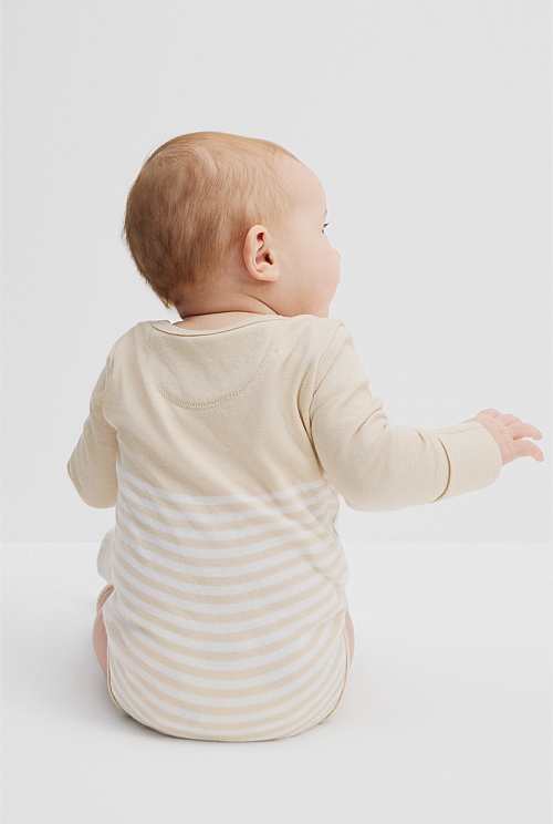 Organically Grown Cotton Stripe Long Sleeve Heritage Bodysuit