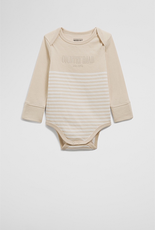 Organically Grown Cotton Stripe Long Sleeve Heritage Bodysuit