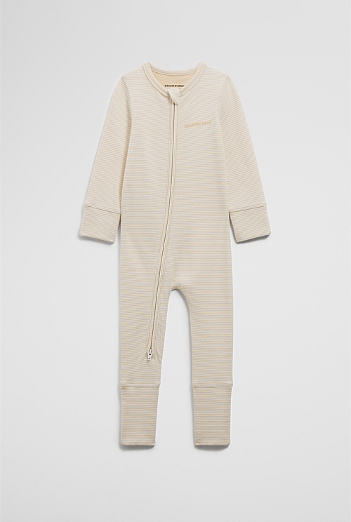 Organically Grown Cotton Stripe Rib Jumpsuit