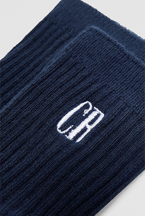 Organically Grown Cotton Blend Ribbed Quarter Crew Sock