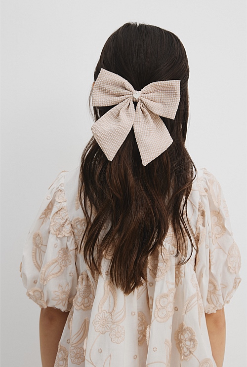 Large Gingham Bow Clip