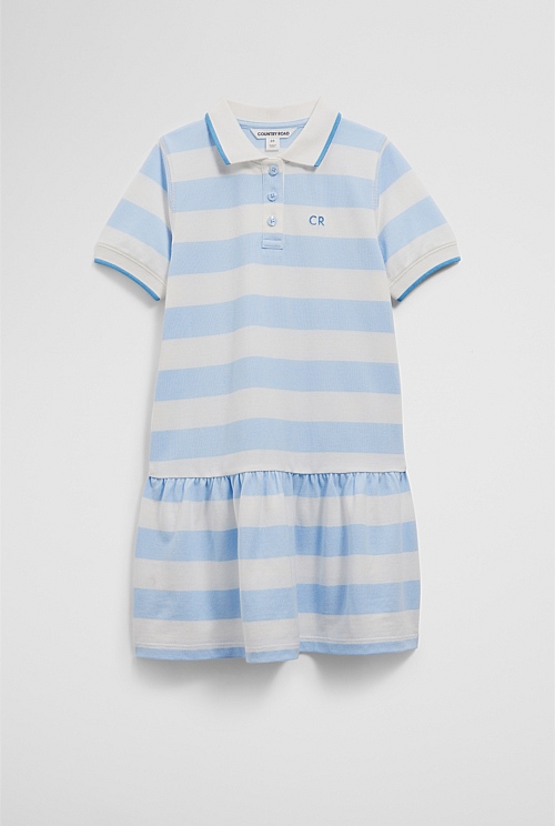 Organically Grown Cotton Stripe Polo T-Shirt Dress