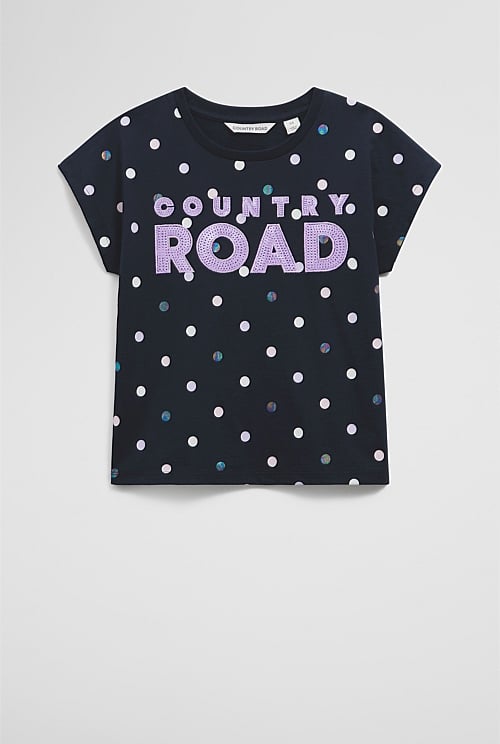 Organically Grown Cotton Sequin Logo T-Shirt