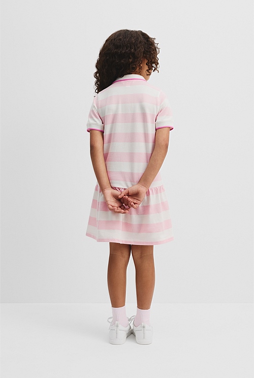 Organically Grown Cotton Stripe Polo T-Shirt Dress