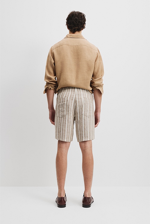 Organically Grown Linen Stripe Drawcord Short