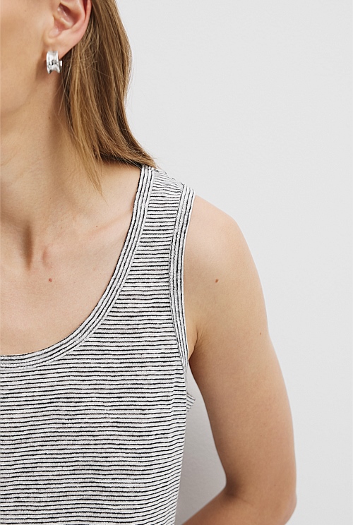 Stripe Linen Jersey Tank