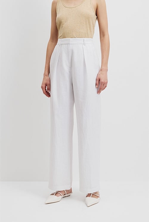 Organically Grown Linen Tuck Front Pant