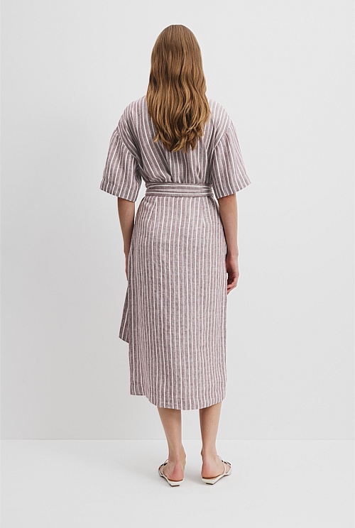 Organically Grown Linen Wrap Midi Skirt