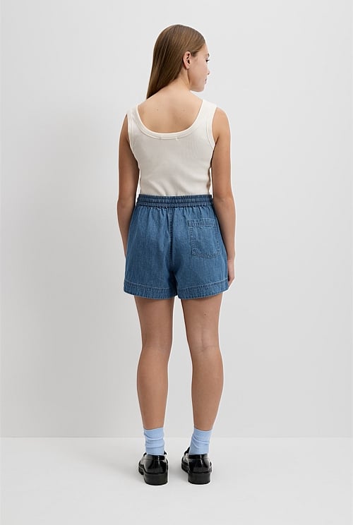 Teen Organically Grown Cotton Chambray Short