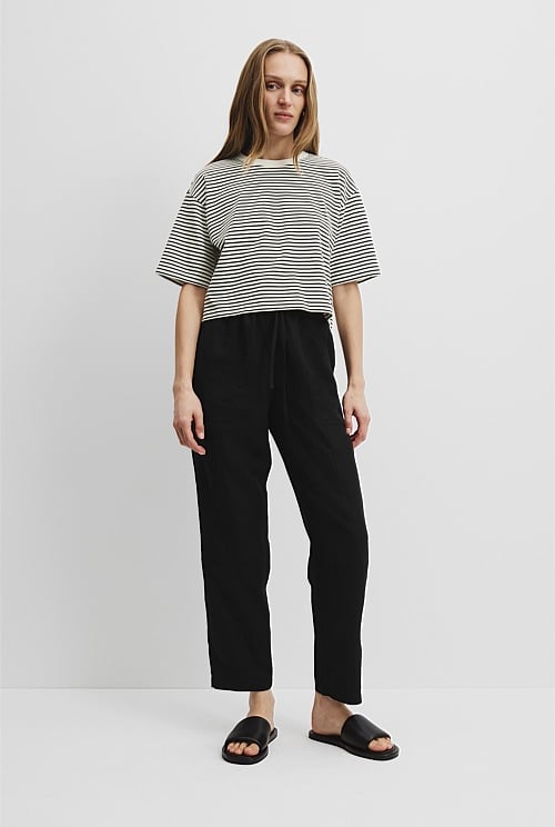 Australian Cotton Stripe Crop T-Shirt