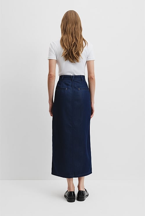 Soft Denim Maxi Skirt