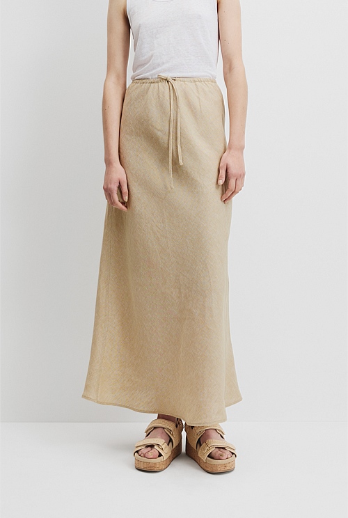 Organically Grown Linen Yarn Dyed Bias Skirt