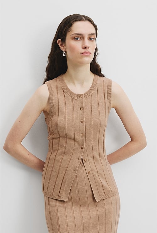 Organically Grown Cotton Linen Button Front Tank