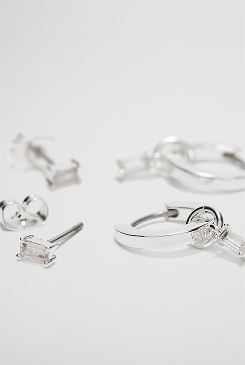 Hoop and Stud Crystal Charm Pack of 2