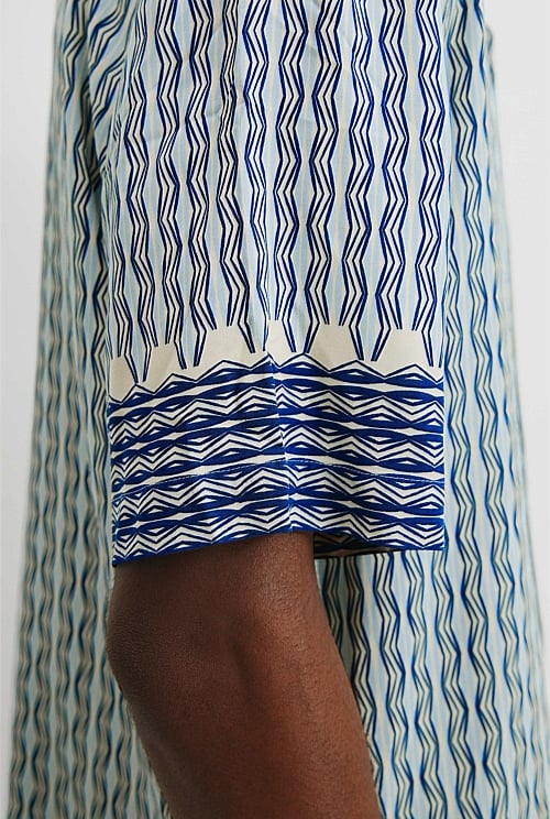 Short Sleeve Border Print Viscose Shirt