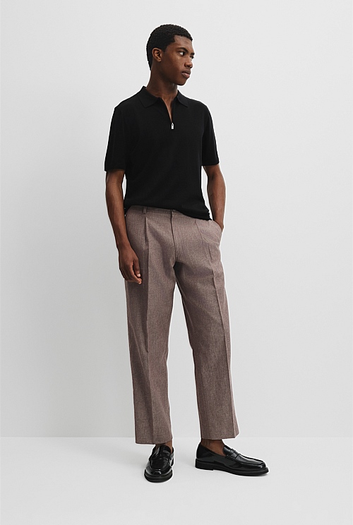 Cotton Silk Zip Knit Polo