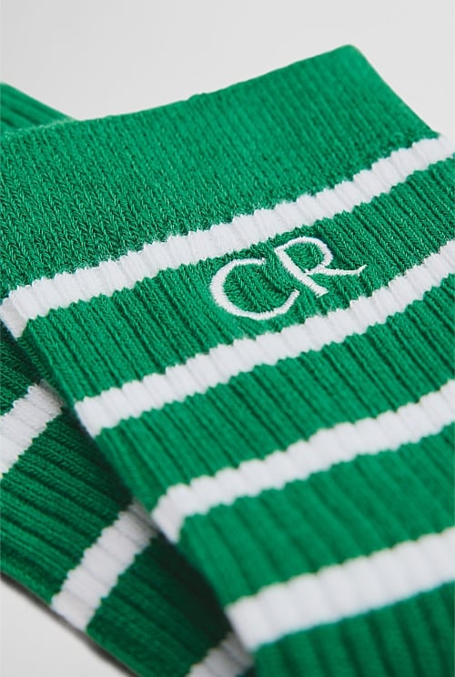 Australian Cotton Blend CR Classic Logo Rib Three-Quarter Crew Sock