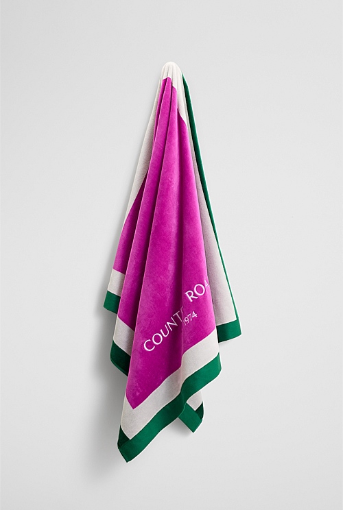 Verified Australian Cotton CR Est. 1974 Border Beach Towel