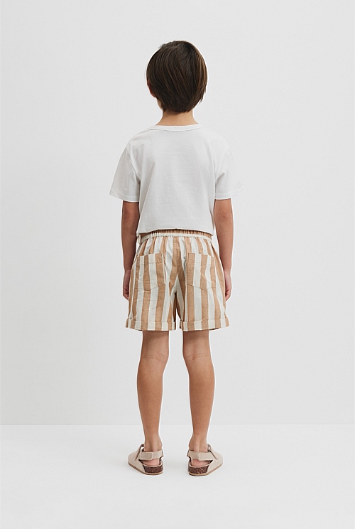 Organically Grown Cotton Blend Stripe Pull-On Short