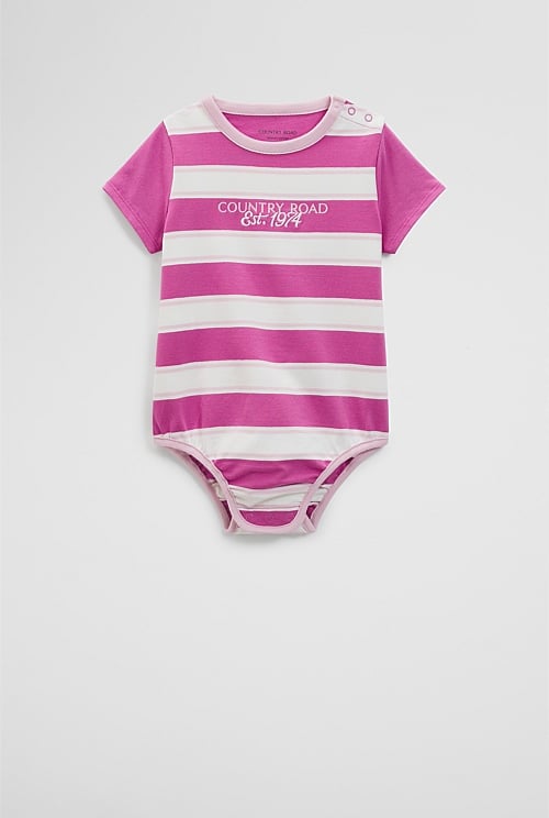 Organically Grown Cotton CR Est. 1974 Stripe Bodysuit