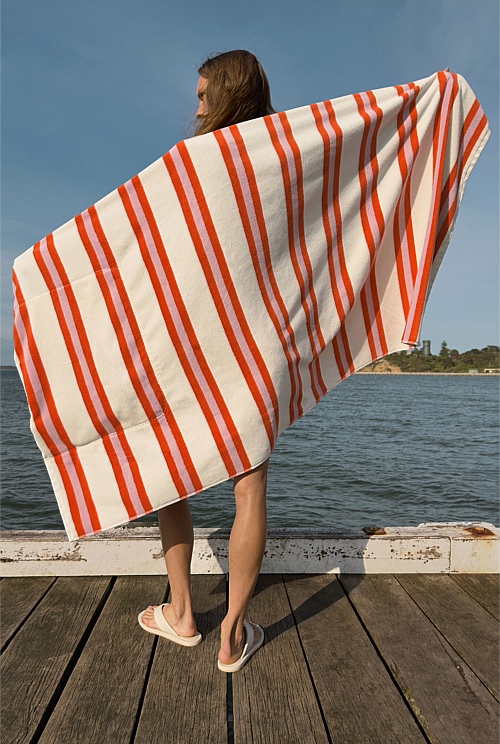 Verified Australian Cotton Stripe Bag-to-Towel