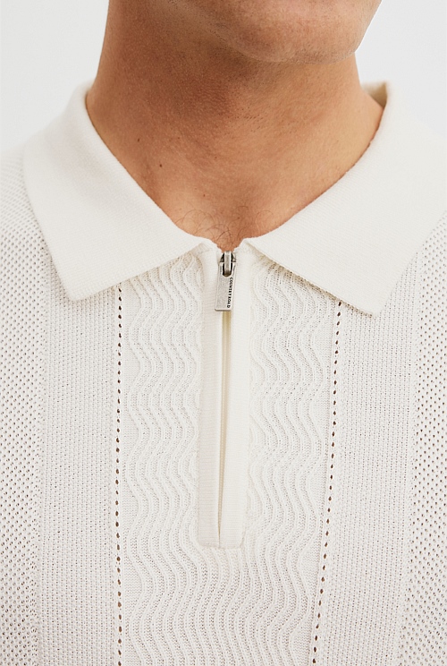 Cotton Silk Multi Textured Polo