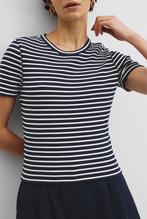 Australian Cotton Blend Crop Rib T-Shirt