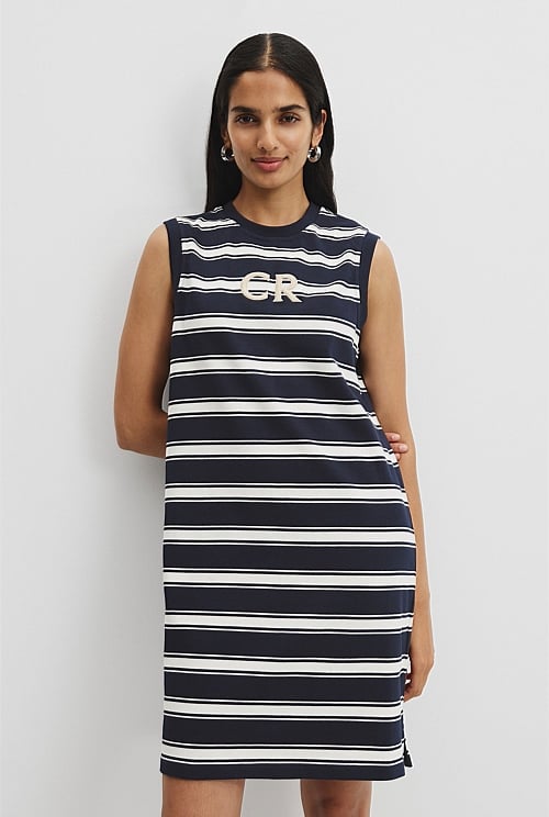 Australian Cotton Stripe Logo Tank Dress