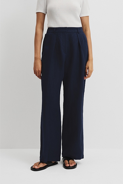 Organically Grown Linen Tuck Front Pant