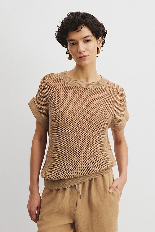 Australian Cotton Crochet Knit T-Shirt