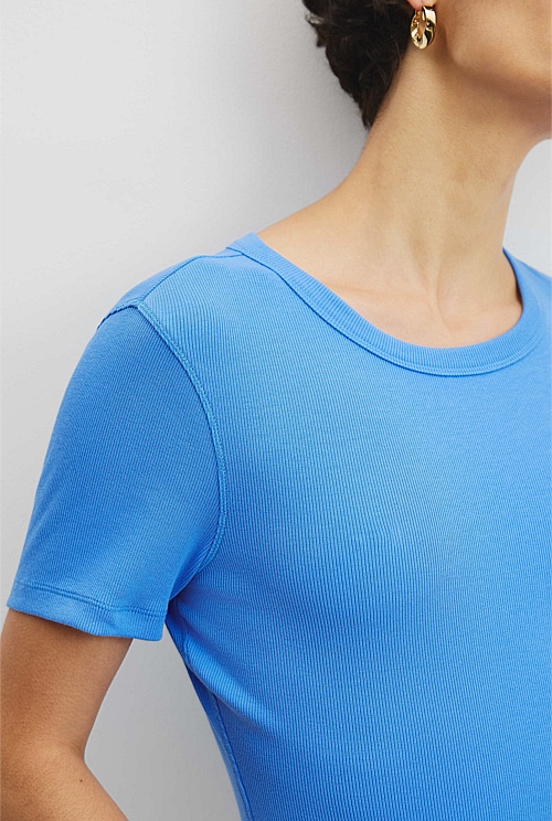 Australian Cotton Blend Crop Rib T-Shirt